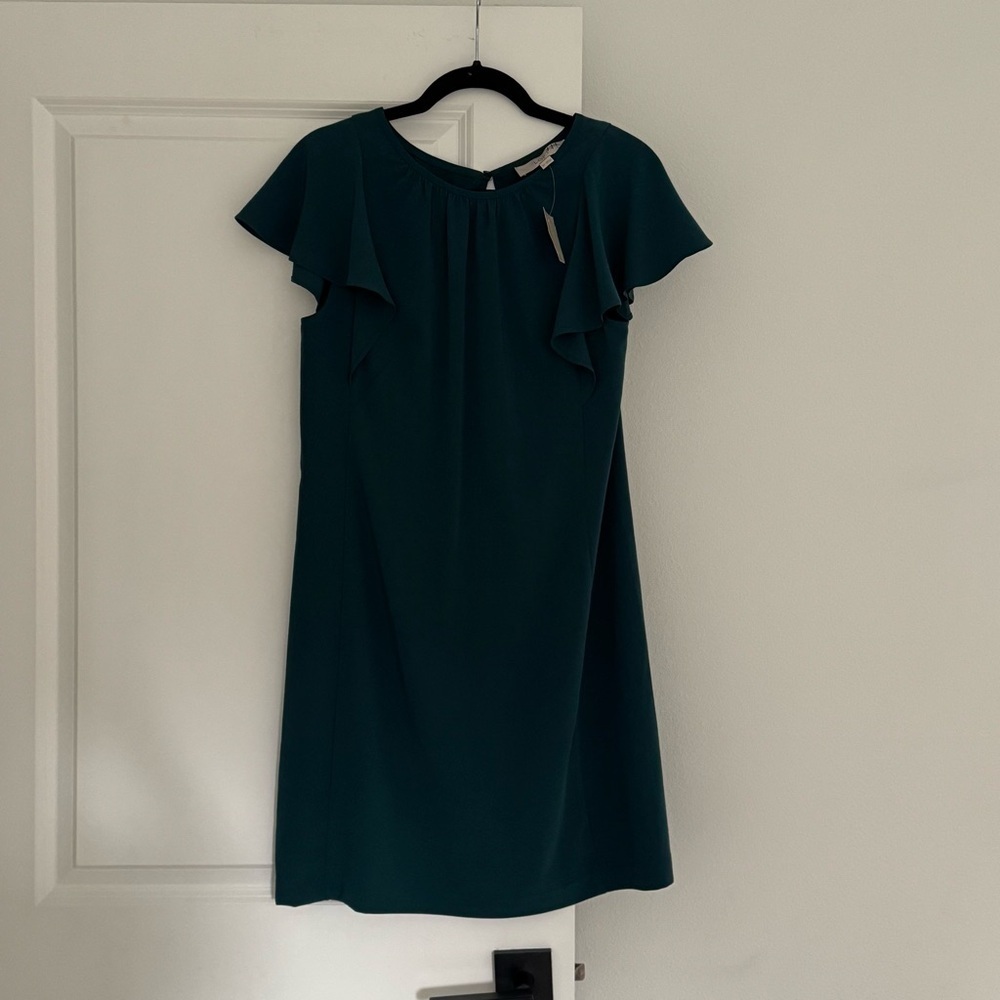 NWT LOFT women’s green flutter sleeve knee length sheath dress size 6P